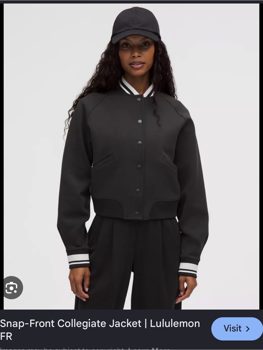 lululemon athletica Black Snap-Front Collegiate Jacket